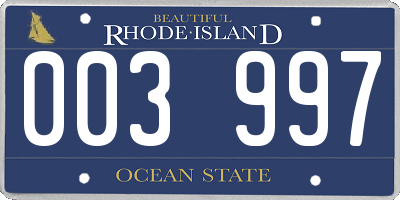 RI license plate 003997