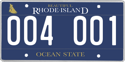 RI license plate 004001