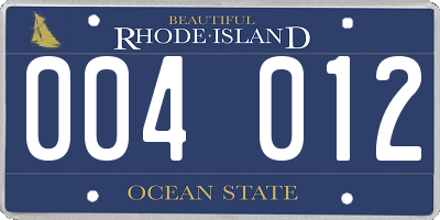 RI license plate 004012