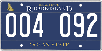 RI license plate 004092