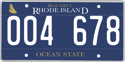 RI license plate 004678