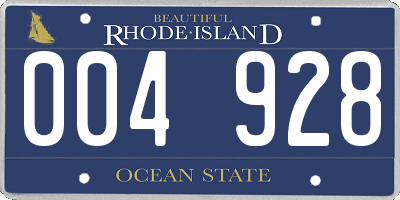 RI license plate 004928