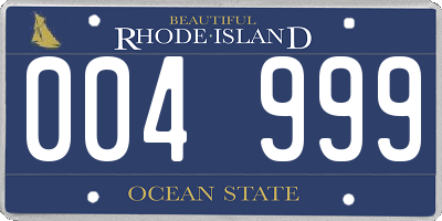 RI license plate 004999