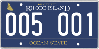RI license plate 005001