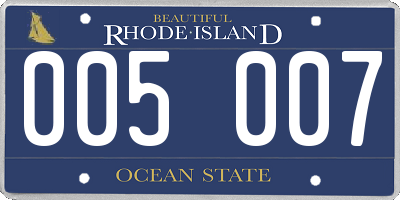 RI license plate 005007