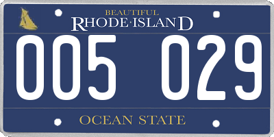 RI license plate 005029