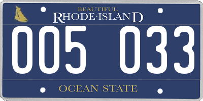 RI license plate 005033