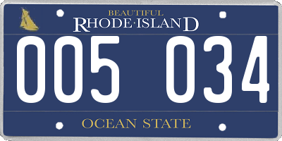 RI license plate 005034