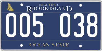 RI license plate 005038
