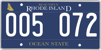 RI license plate 005072