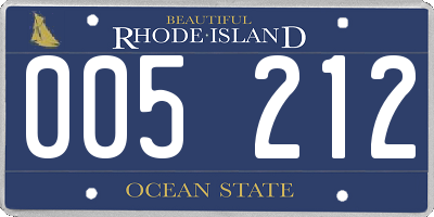 RI license plate 005212