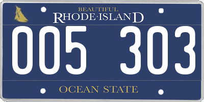 RI license plate 005303