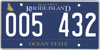 RI license plate 005432