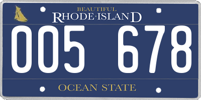 RI license plate 005678