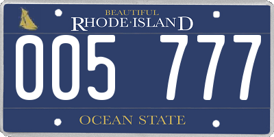 RI license plate 005777