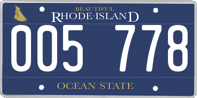 RI license plate 005778