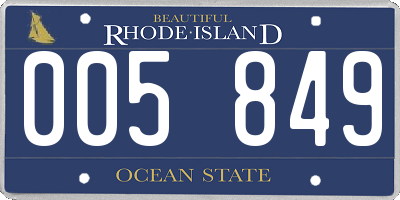 RI license plate 005849