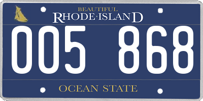 RI license plate 005868