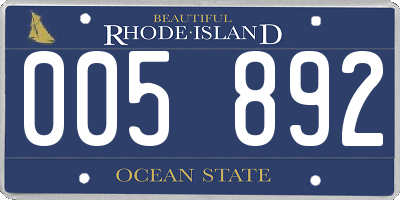 RI license plate 005892