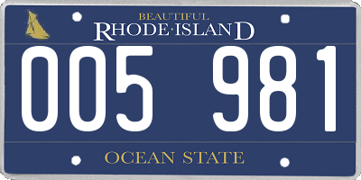 RI license plate 005981