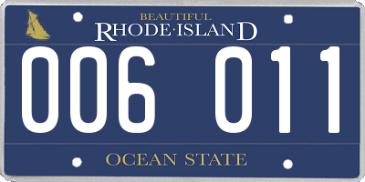 RI license plate 006011