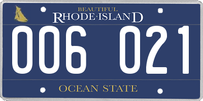 RI license plate 006021