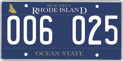 RI license plate 006025