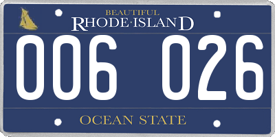 RI license plate 006026