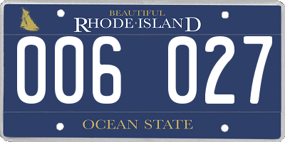 RI license plate 006027