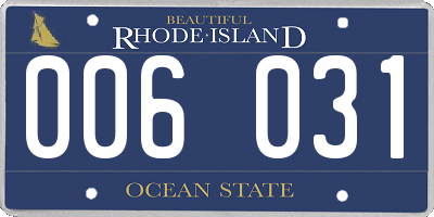 RI license plate 006031