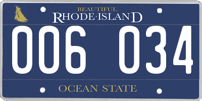 RI license plate 006034