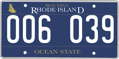 RI license plate 006039