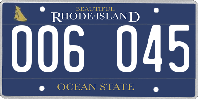RI license plate 006045