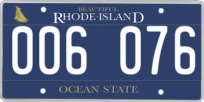 RI license plate 006076