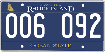 RI license plate 006092