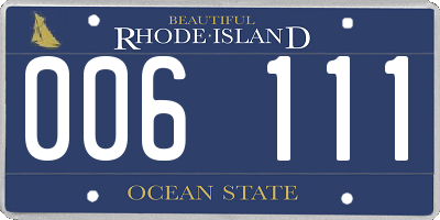 RI license plate 006111