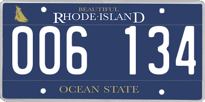 RI license plate 006134