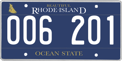 RI license plate 006201