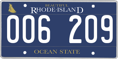 RI license plate 006209