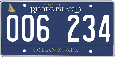RI license plate 006234