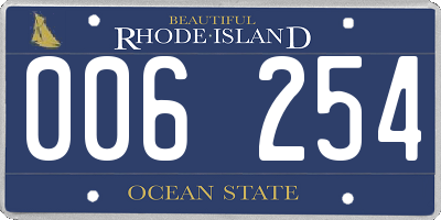 RI license plate 006254