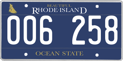 RI license plate 006258