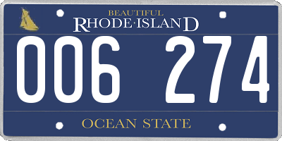 RI license plate 006274