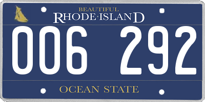 RI license plate 006292