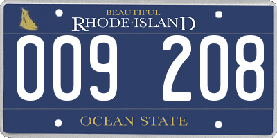 RI license plate 009208
