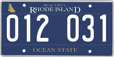 RI license plate 012031