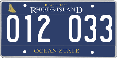 RI license plate 012033