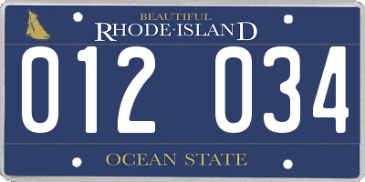 RI license plate 012034
