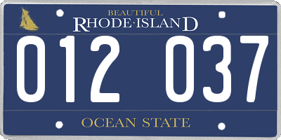 RI license plate 012037