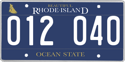 RI license plate 012040